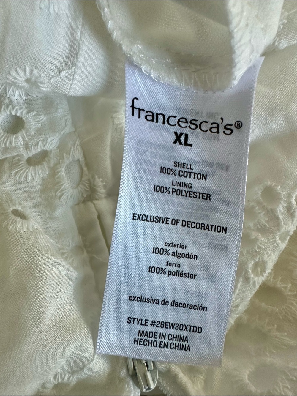 NWT Francesca's Collections Roxanne Ric Rac Eyelet Mini Dress - Picture 10 of 11